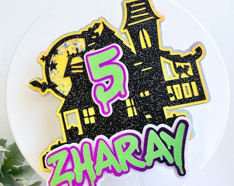 Halloween party, Halloween cake topper, Halloween decoration,Spooky cake topper, Halloween Birthday Decoration, Haunted House, Custom Cake