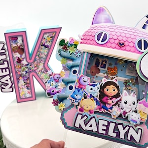 Gabby's Dollhouse decorations Inspired, Gabby Dollhouse 3d letter, Gabby's Dollhouse Favor, Gabby's Cake topper led light, 3D letters shaker