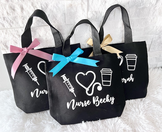 Nurse graduation gift rn Bag, Bow bags, Personalized Nurse RN Tote Bag,New Nurse Gift, RN Gift, Gift for Nursing Student, Nurse Appreciation