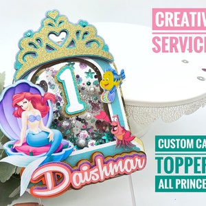 Custom Princess cake toppers, Little Mermaid cake topper, Mermaid inspired cake topper, Mermaid party decor, Ariel birthday, Mermaid decor