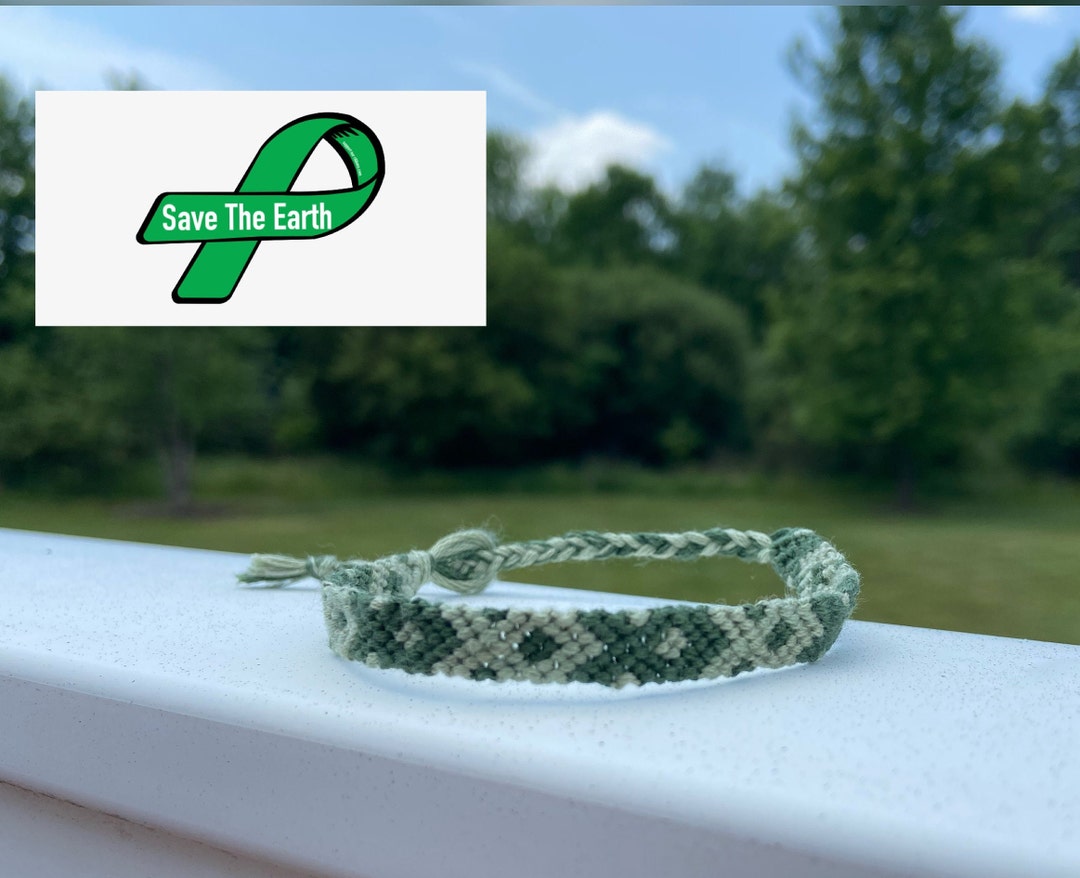 Environmental Awareness Bracelet Adjustable Handwoven Friendship