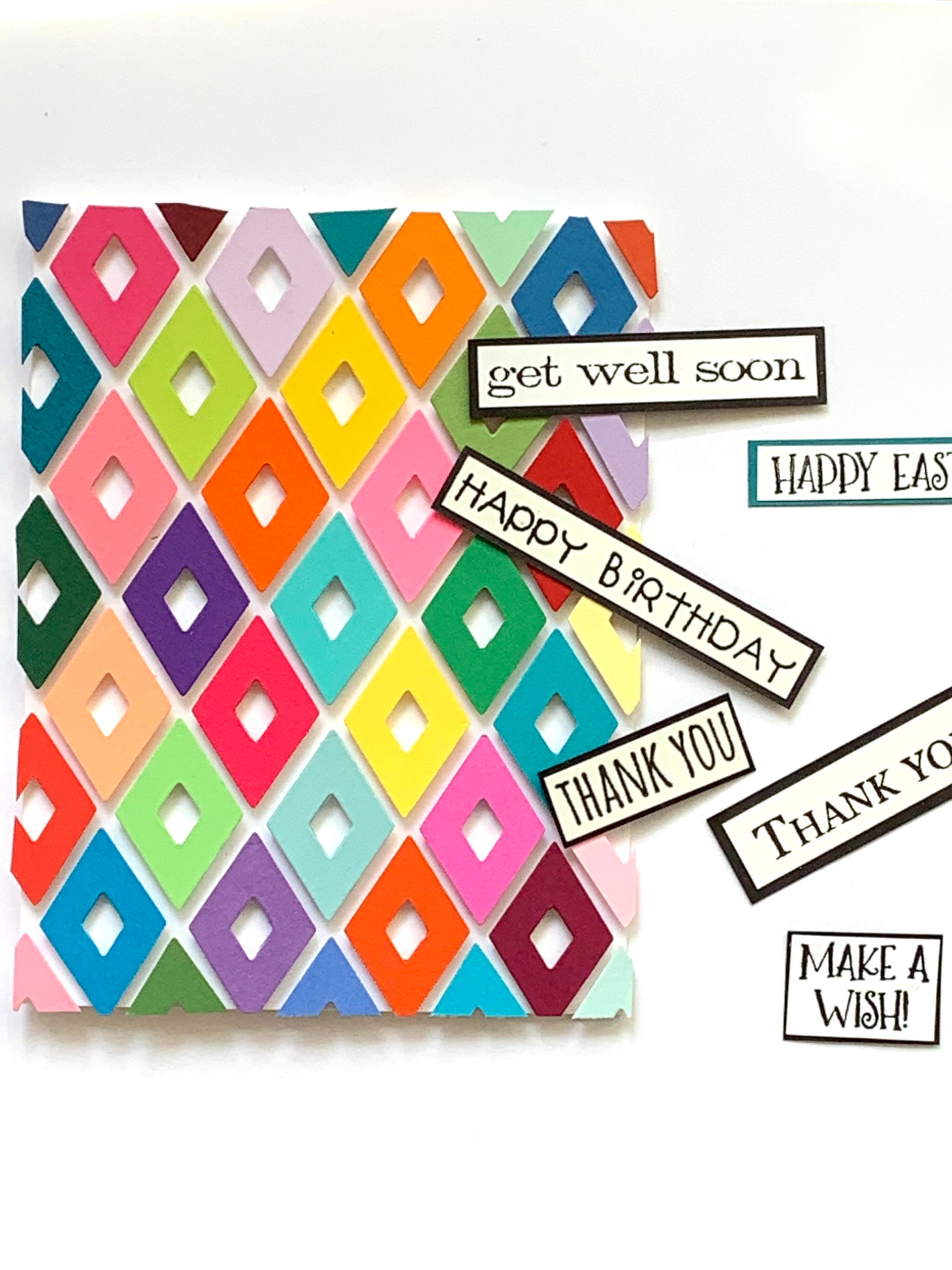 Handmade die cut diamond card custom sentiment Etsy