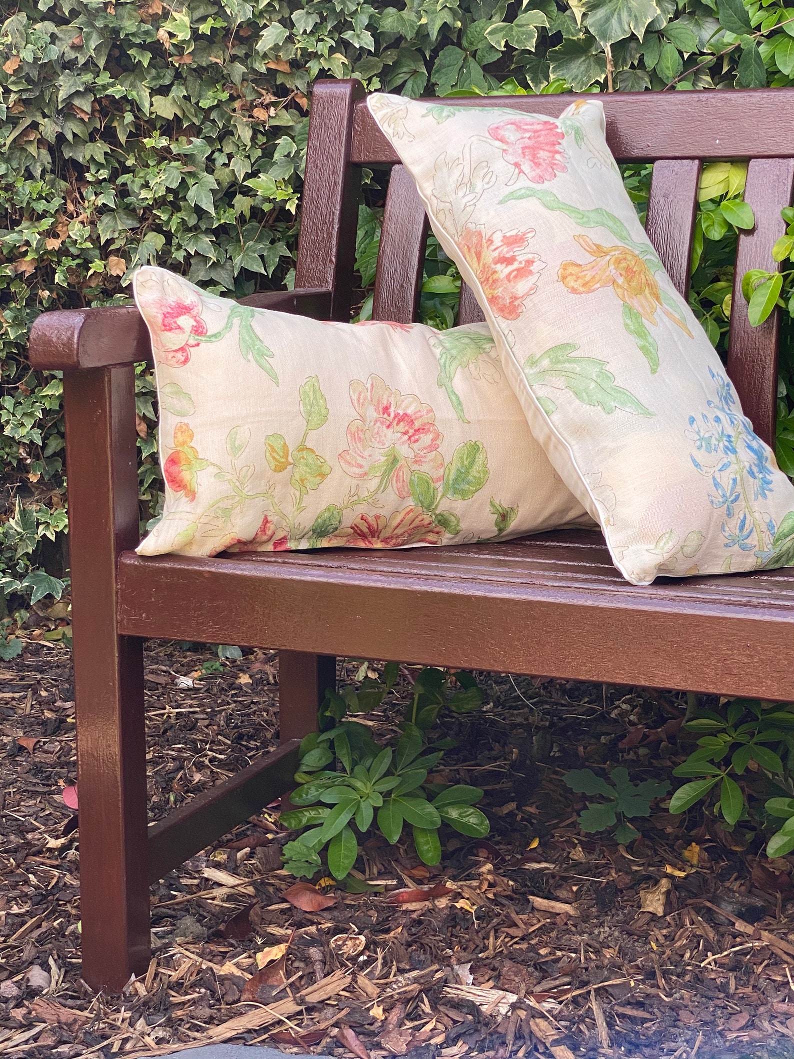 A pair of cream linen bolster style cushion covers with Etsy