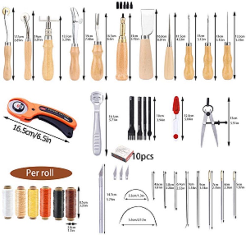 53 Pieces Beginners Leather Work Tools Leather Working Kit Etsy