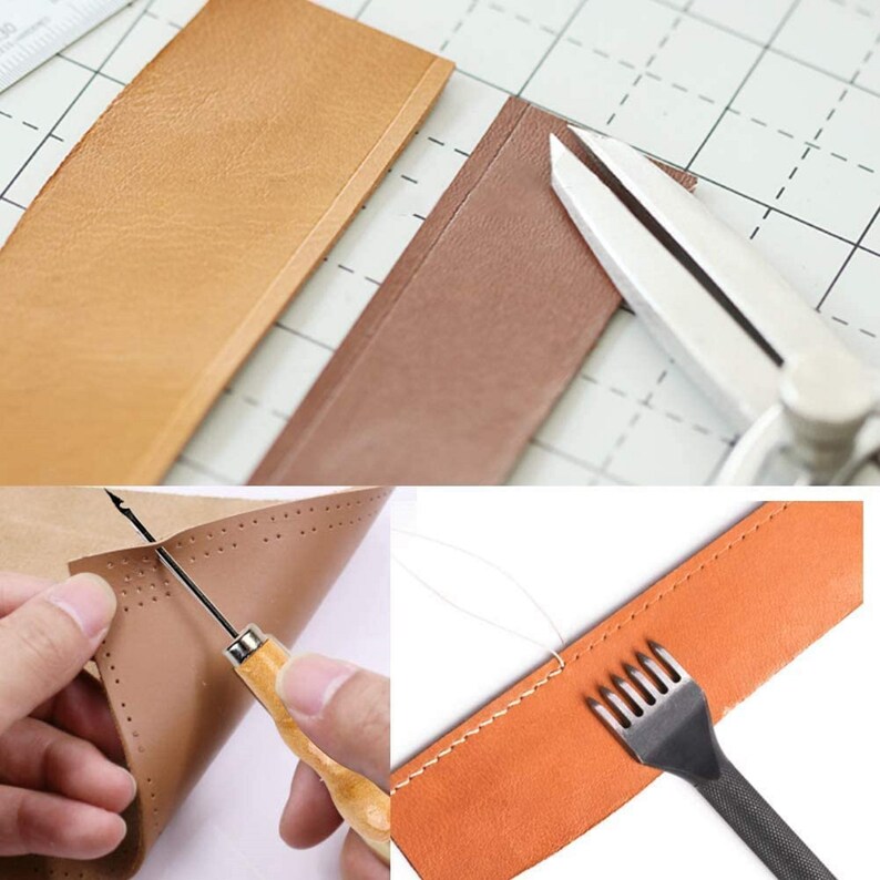 53 Pieces Beginners Leather Work Tools Leather Working Kit Etsy