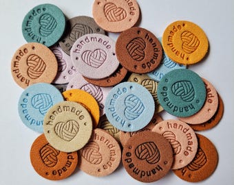 Made with Love Faux Leather/Suede Feel Labels Tags for Sewing Crocheting Knitting Handmade Tag