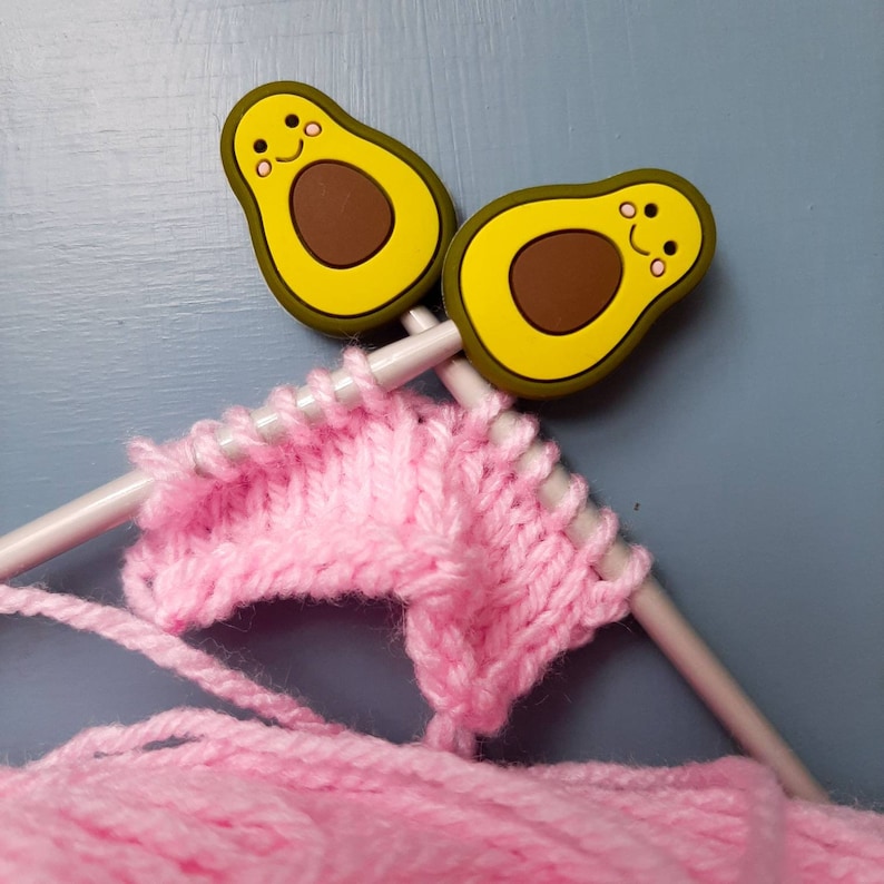 Pair of Knitting Needle Stoppers Avocado Cute Knitting Etsy