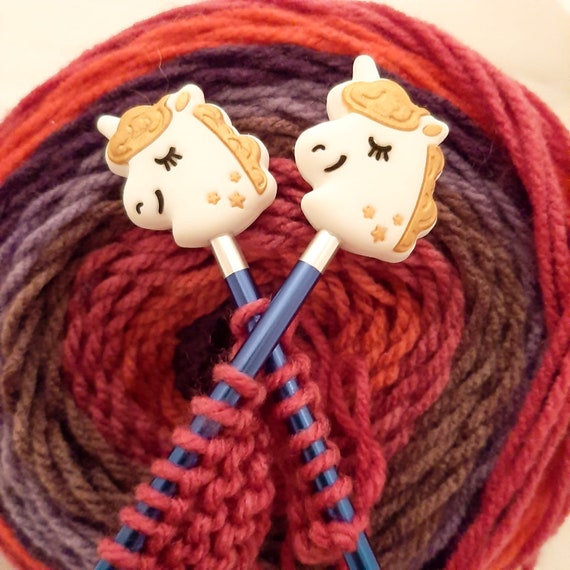 Pair of Knitting Needle stoppers, unicorn, magical, cute, knitting needle  caps, point protectors, craft gift, knitting present