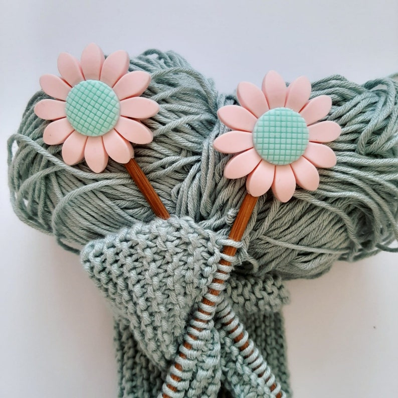 Pair of Knitting Needle Stoppers Flowers Daisy Sunflower Etsy UK