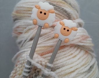 Pair of Knitting Needle stoppers, sheep, wool, cute, knitting needle caps, point protectors, craft gift, knitting present