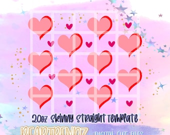 20oz Skinny Straight Heart Template with offset Svg, Cricut Cut Files, Beartrendz Svg, Digital Download, Tumbler Template, Heart Svg