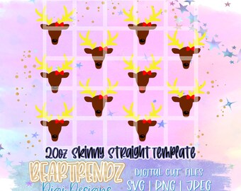 Reno recto flaco de 20 oz con plantilla de vaso compensado Svg, archivos de corte Cricut, Beartrendz Svg, descarga digital, vector Svg