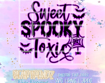 Sweet and Spooky svg, Spooky Babe Svg, Boo Svg, Stacked Svg, Silhouette Cut Files, Beartrendz, Instant Download, Halloween Svg, Witch Svg