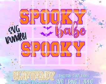 Spooky Babe Svg, Offset svg, Stacked Svg, Svg for Peekaboo design, Beartrendz, svg bundle, Halloween Svg, Witch Svg, Varsity Letter svg