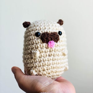 Adorable Crochet Mini Pug, Potato Pug, Pug Desk Toy, Amigurumi Crochet Pug, Pug Plushie, Toy Dog, Animal Lovers Gift, Beige Puppy Doll