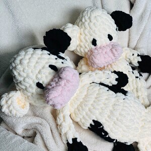 Handmade Cute Cow Snuggler, Diary Cow Baby Lovey, Crochet Cow for Kids, Cow Baby Blanket, Nursery decor, Baby Shower Gift, Gender Neutral