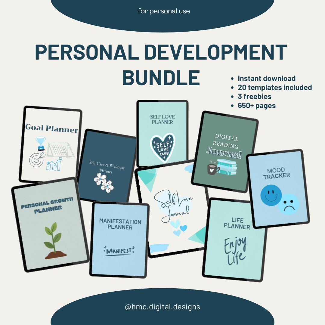 Self Growth Planner Bundle | Habit Tracker, Journal | Digital Download ...