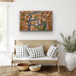 San Antonio Riverwalk Art Painting Original on Canvas Map Downtown Texas hand painted wall decor