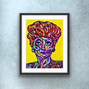 Lucille Ball I Love Lucy Lucy Ricardo Abstract Portrait Colorful Pop Art Contemporary Painting Print Wall Decor