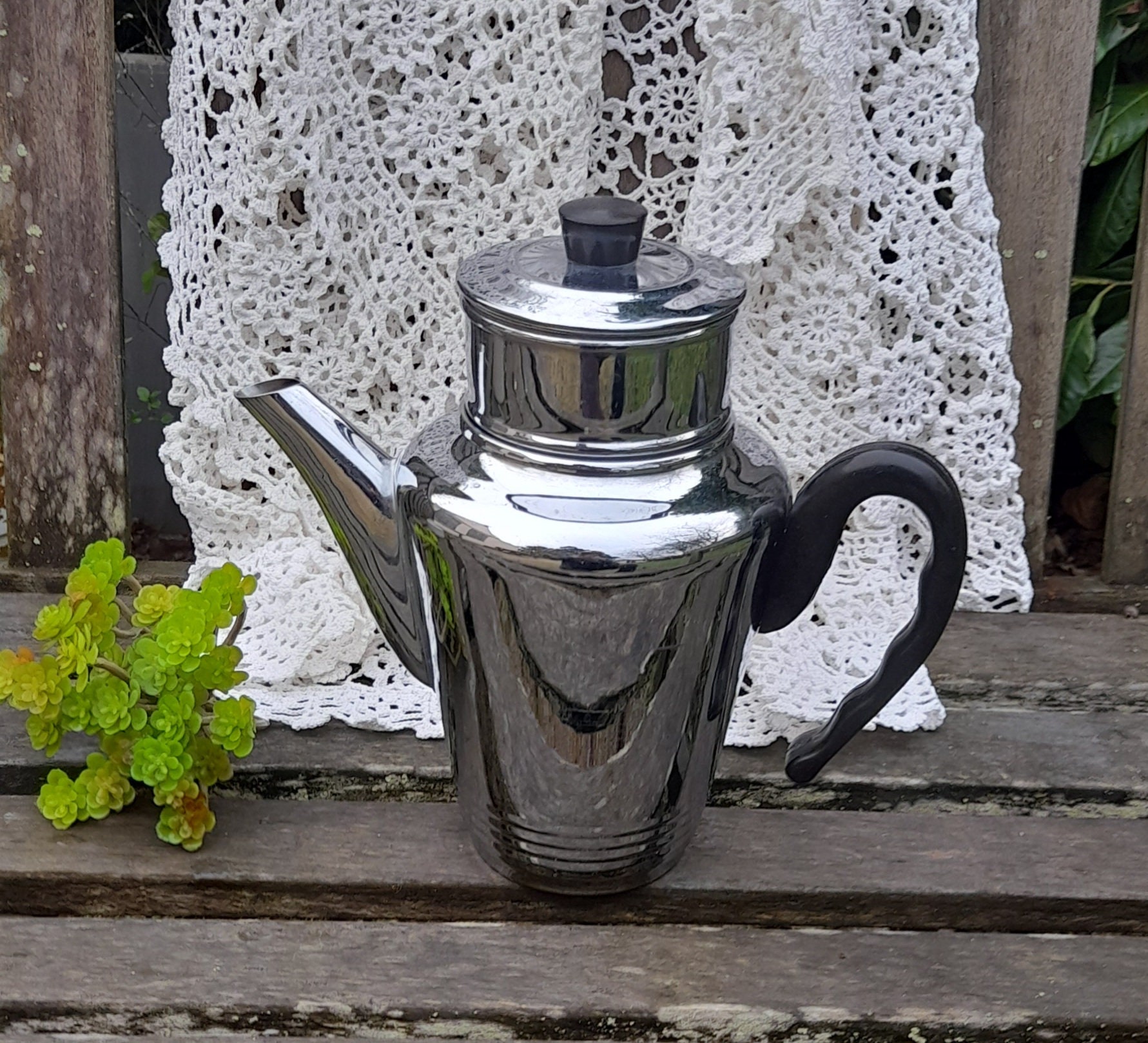 Cafetiere Verseuse Cuivre Nickelé Chromé Alsachrome Ets Baumlin, 1970