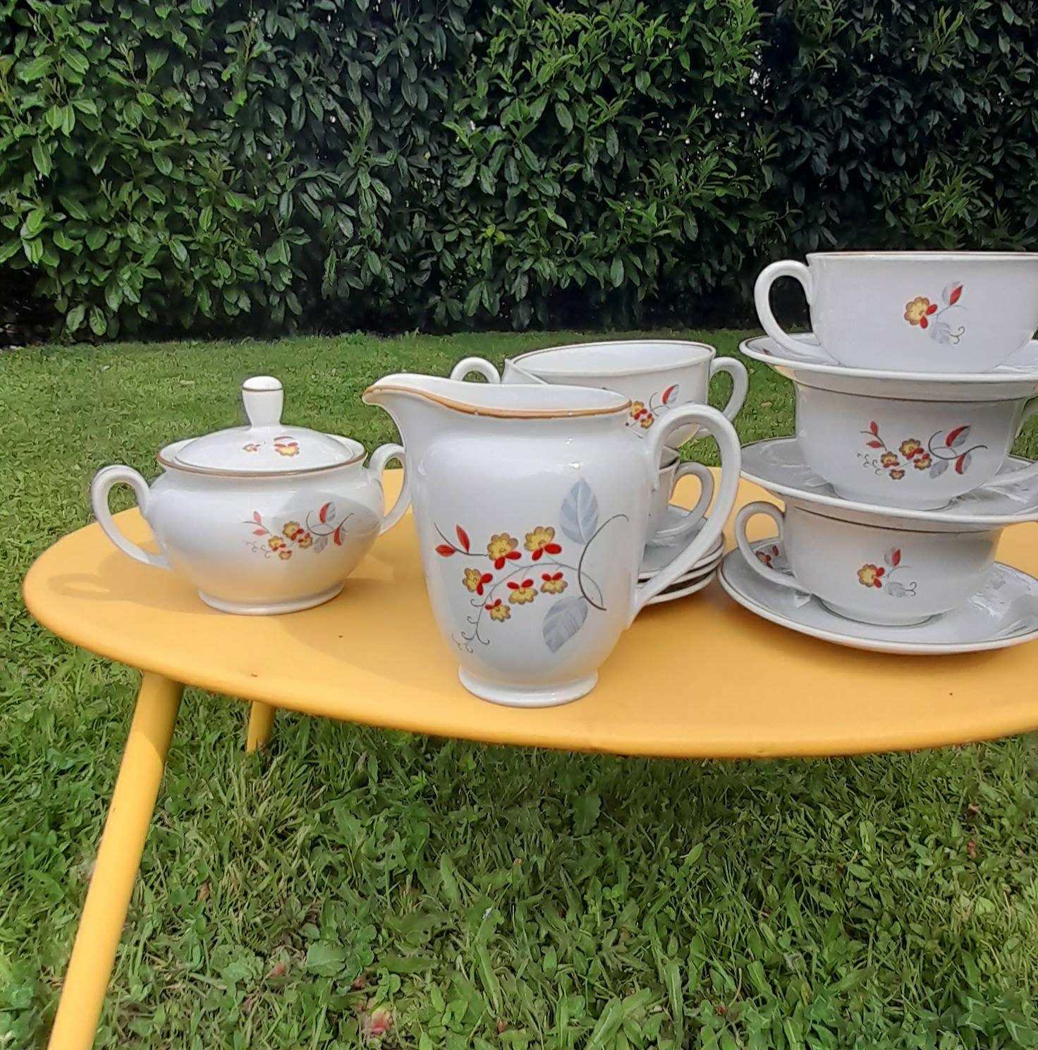 Ancien Service Petit Déjeuner en Porcelaine Fine Mz Tczechoslovakia Rétro Vintage - 1950 Env