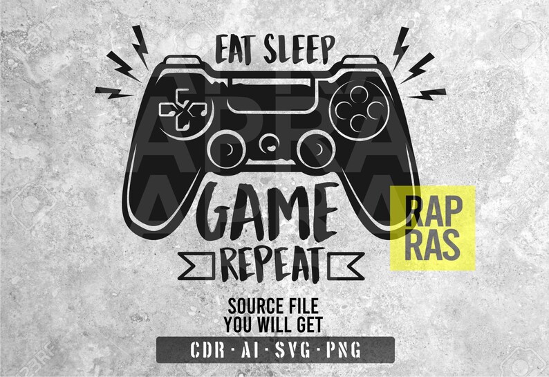 Download Eat Sleep Game Repeat SVG cut file t-shirts Gamer Gaming | Etsy