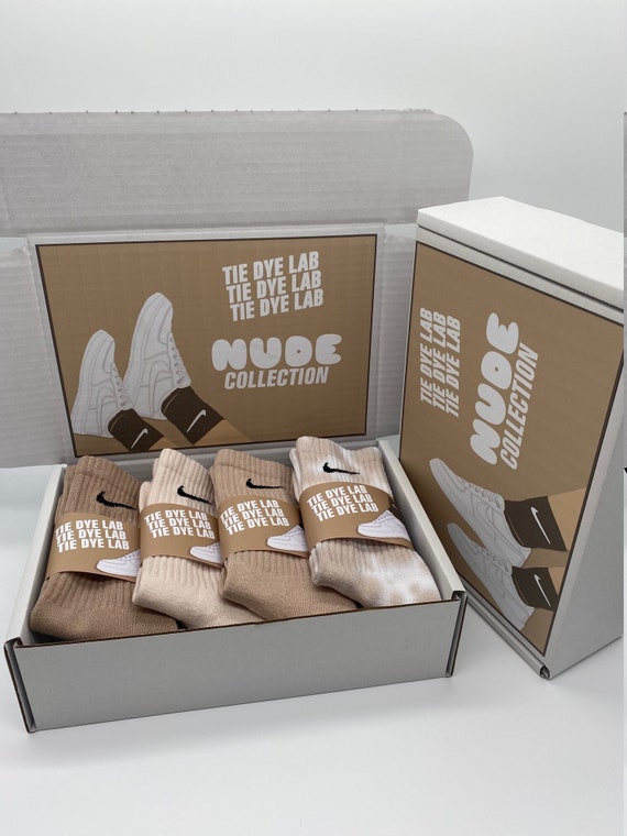 Nike Tie Dye Sock Neutral/Nude Collection Gift Box - 4 PAIRS //  gift for her/him, brown, adult, neutral, unisex, coffee