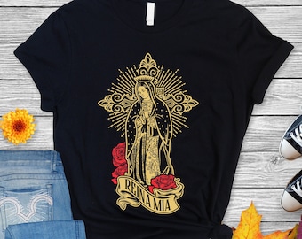 Our Lady of Guadalupe - Virgen de Guadalupe - Bella Canvas 3001 Black T-Shirt
