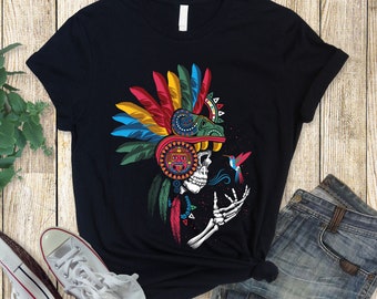 Aztec Hummingbird Skull Warrior - Bella Canvas Unisexe T-Shirt