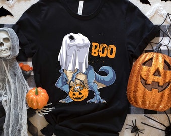 Halloween - Trick or Treat T-Rex- Black T-shirt