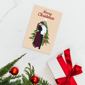 Printable Custom Christmas Illustration /Merry Christmas Card/ Couple and Family Portrait  / Personalized Christmas Gift For Him