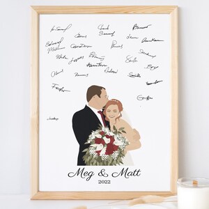 Libro de visitas de boda único Alternativo / Retrato de dibujos animados de la foto / Arte de la novia y el novio / Retrato de pareja personalizado / Retrato de boda / Imprimible