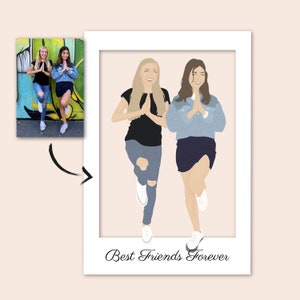 Retrato personalizado do melhor amigo | Presente personalizado para um amigo | Desenho minimalista da foto | Retrato sem rosto | Ilustração digital, arte encomendada