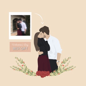 Custom Couple Illustration| Valentine's day Gift for Him| Couple Portrait| Personalized Gift| Minimalist Illustration| Boyfriend Gift