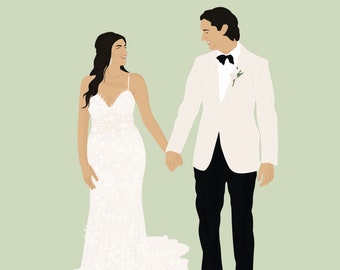 Custom Wedding Portrait From Photo| Couple Portrait| Wife And Husband Anniversary Gift| Illustration Print| Personalized Wedding Art
