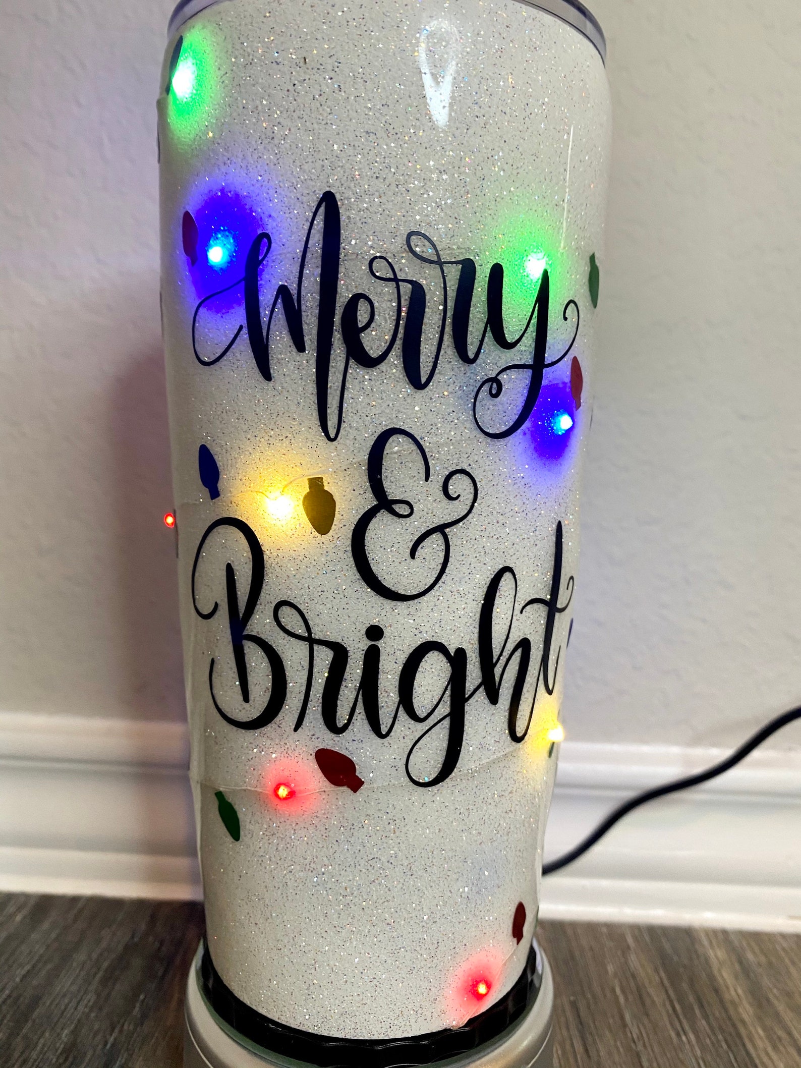 Light up Christmas light tumbler Etsy