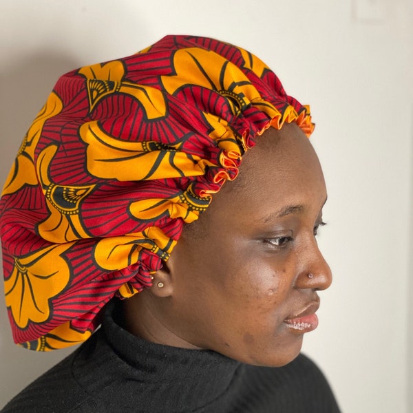 African-print Adjustable Satin Bonnet