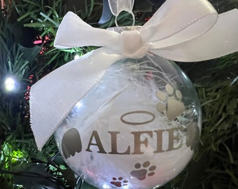 Personalised Memorial Bauble Decoration Christmas Tree Pets Animals Loved In Memory.