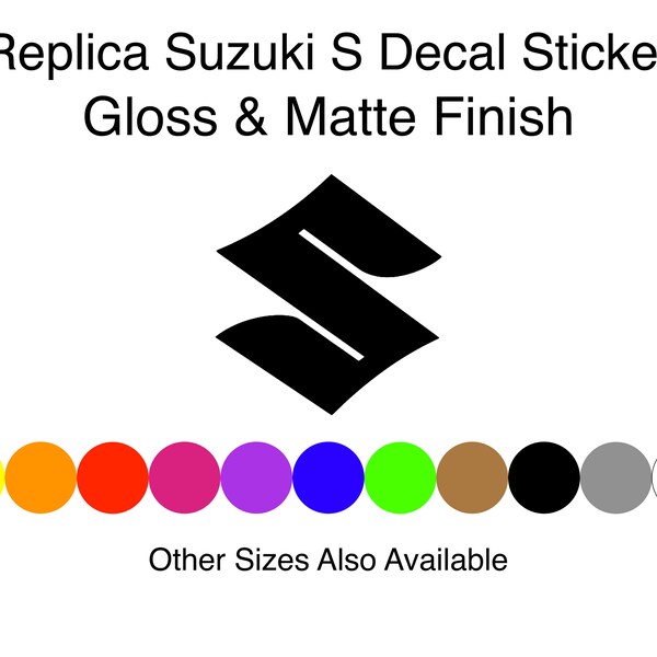 Suzuki S Tank Panel Motorbike Motorcycle Pair Decals Stickers Gloss & Matte Finish Custom Sizes also available.