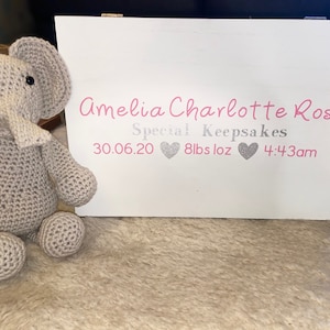 Personalised Baby Keepsake Memory Box Memories Wooden Box suitable for New Baby Gift to keep special memories.