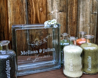 Sand ceremony set with glass frame, bottle and sand - can be selected individually - initiation into marriage, perfect for children - wedding ceremony
