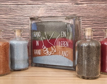 Sand ceremony set with glass frame, bottle and sand - individually selectable - initiation into marriage, perfect for children - wedding ceremony