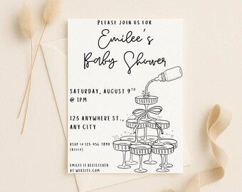 Champagne Tower Baby Shower Invitation | Gender Neutral Printable (Digital Download)