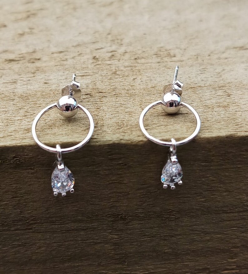 Hanging Drop 925 Sterling Silver Dangle Earrings AAA Cubic Zirconia Stone Silver Zirconia Earrings for Women