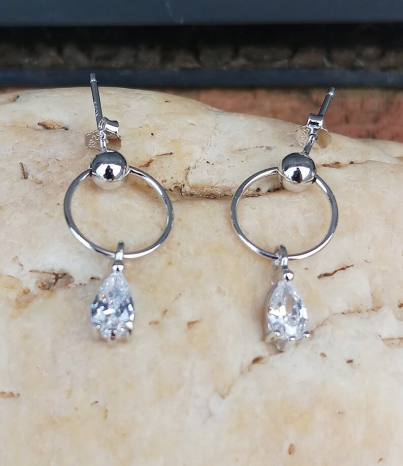 Hanging Drop 925 Sterling Silver Dangle Earrings AAA Cubic Zirconia Stone Silver Zirconia Earrings for Women