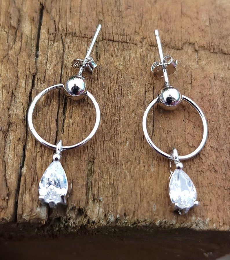 Hanging Drop 925 Sterling Silver Dangle Earrings AAA Cubic Zirconia Stone Silver Zirconia Earrings for Women