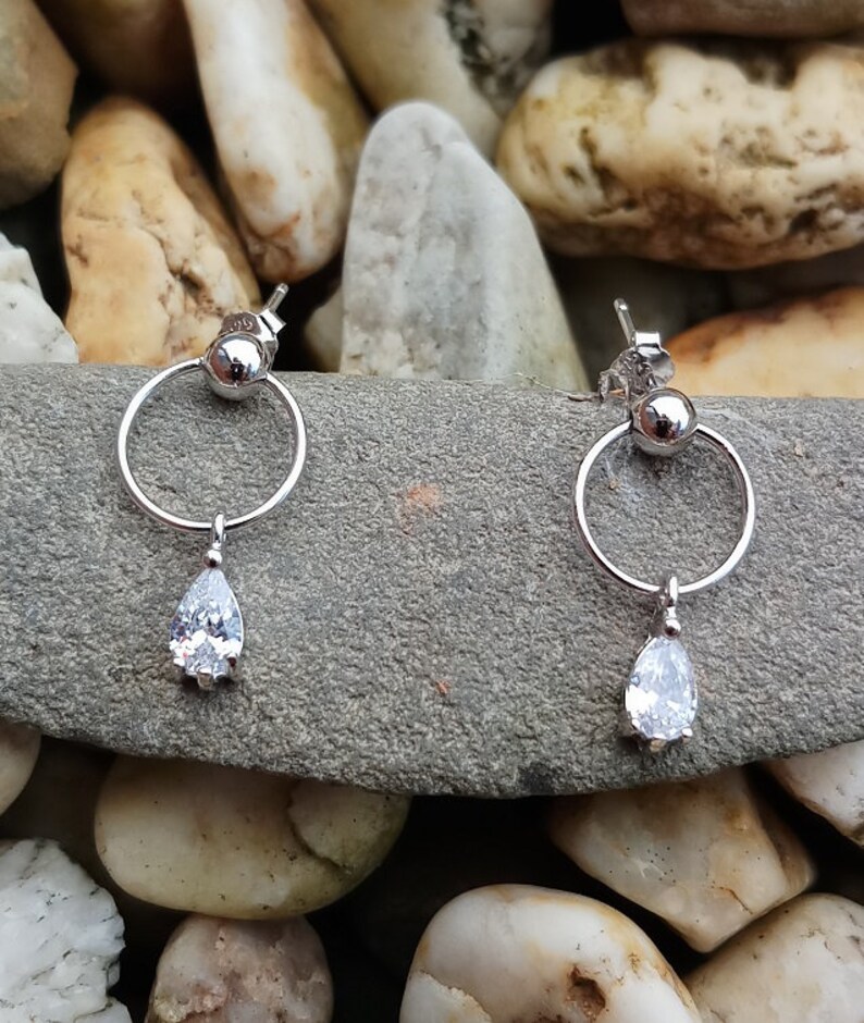 Hanging Drop 925 Sterling Silver Dangle Earrings AAA Cubic Zirconia Stone Silver Zirconia Earrings for Women