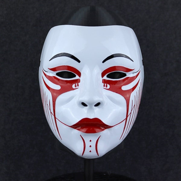 Geisha Japanese Masquerade Mask, Carnival Festival Cosplay Full Face Halloween Mask, Hanfu Dance Mask