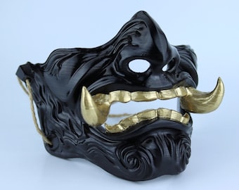 Oni Mempo Samurai Mask - Black