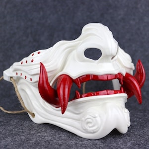 Samurai Oni Japanese Mask - White